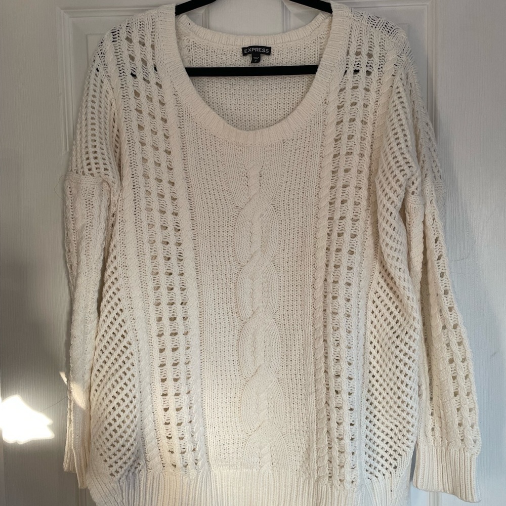 Express High Low Cableknit Boyfriend Sweater